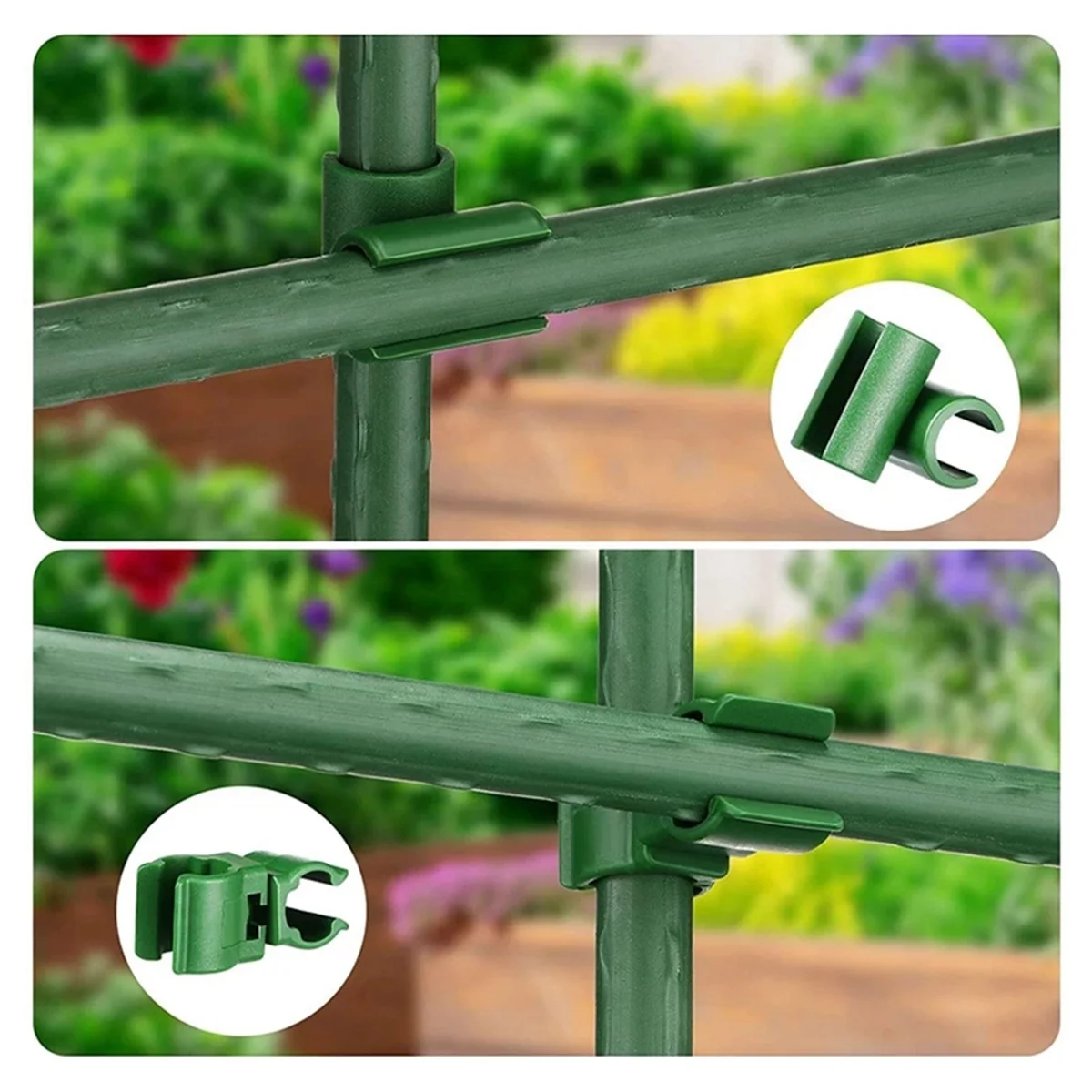 ABQR 50 Pieces Adjustable Plant Trellis Connector Clip Garden Plastic Connector A-Type Connecting Joint Buckle Clip