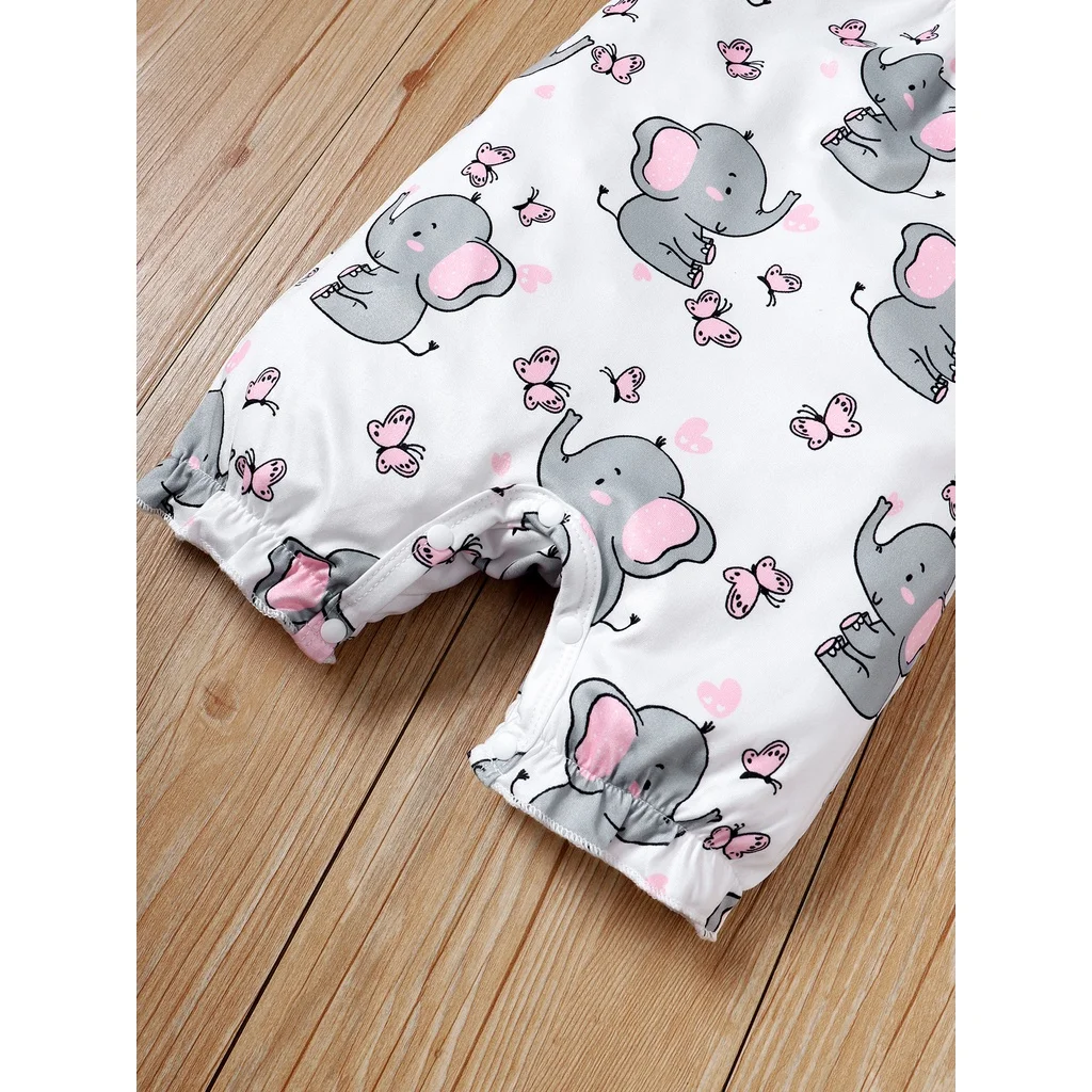 3-24 Months Baby Girl Romper Cute Little Elephant Sleeveless Bodysuit Infant Girl Summer Jumpsuit Toddler Girl Casual Outfit