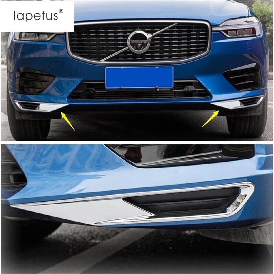 Car Front Bumper Fog Lights Lamps Frame Cover Trim ABS Chrome Exterior Decoration Protect Accessories For VOLVO XC60 2018 - 2021