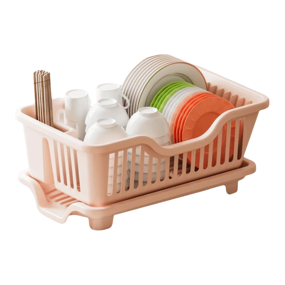 

Стеллаж для хранения, пластиковая полка для сушки посуды, прочная квадратная сушилка для посуды, удобная боковая розетка для воды, корзина для хранения, ложки