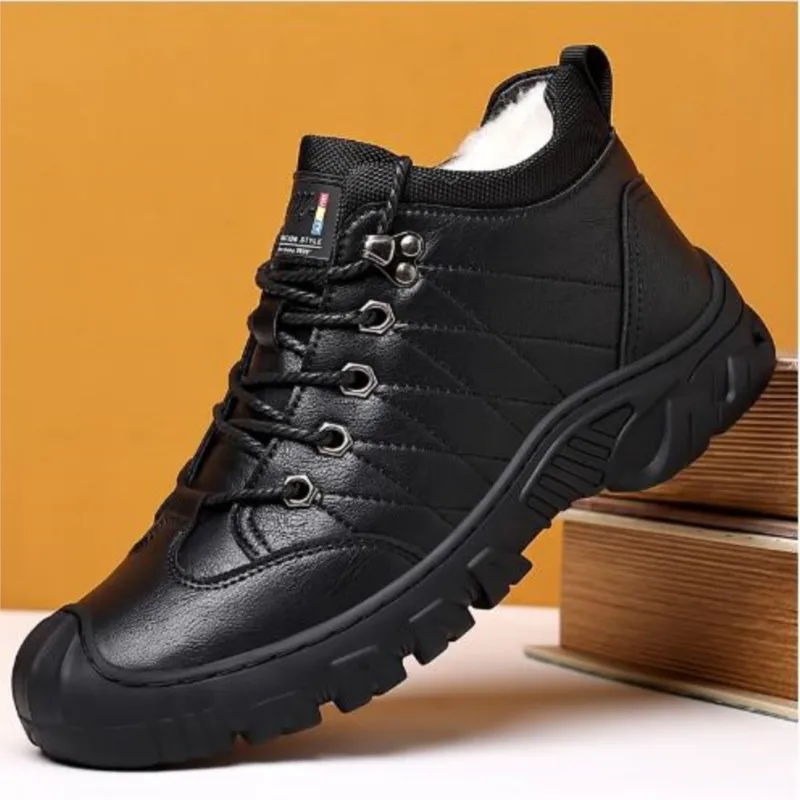 Men\'s winter wool warm cotton shoes men\'s sports casual non-slip waterproof soft leather snow shoes M1082