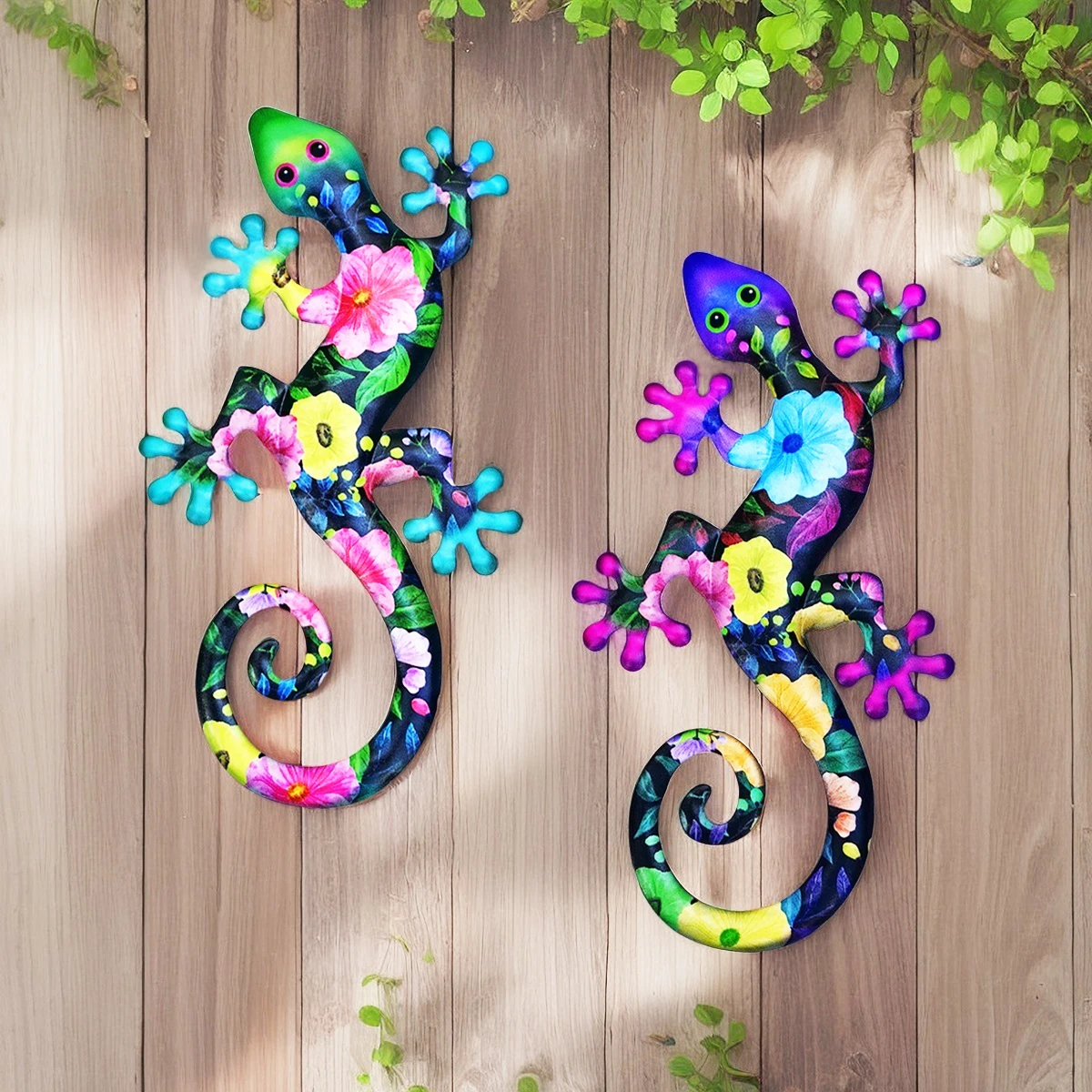 

Metal Art Gecko Wall Decor Vibrant Iron Art Lizard Sculptures Gecko Hanging Ornament for Outdoor Home Office Yard Garden Wedding