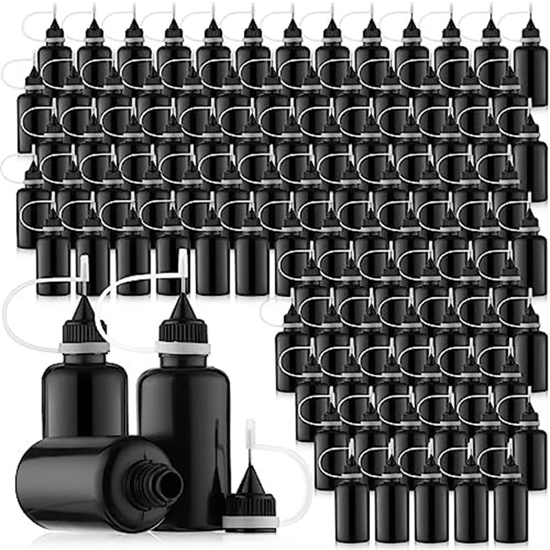 

100 PCS 30 Ml/1 Oz Black Needle Tip Glue Bottle Needles Precision Tip Applicator Bottle For Alcohol Ink DIY Craft Acrylic