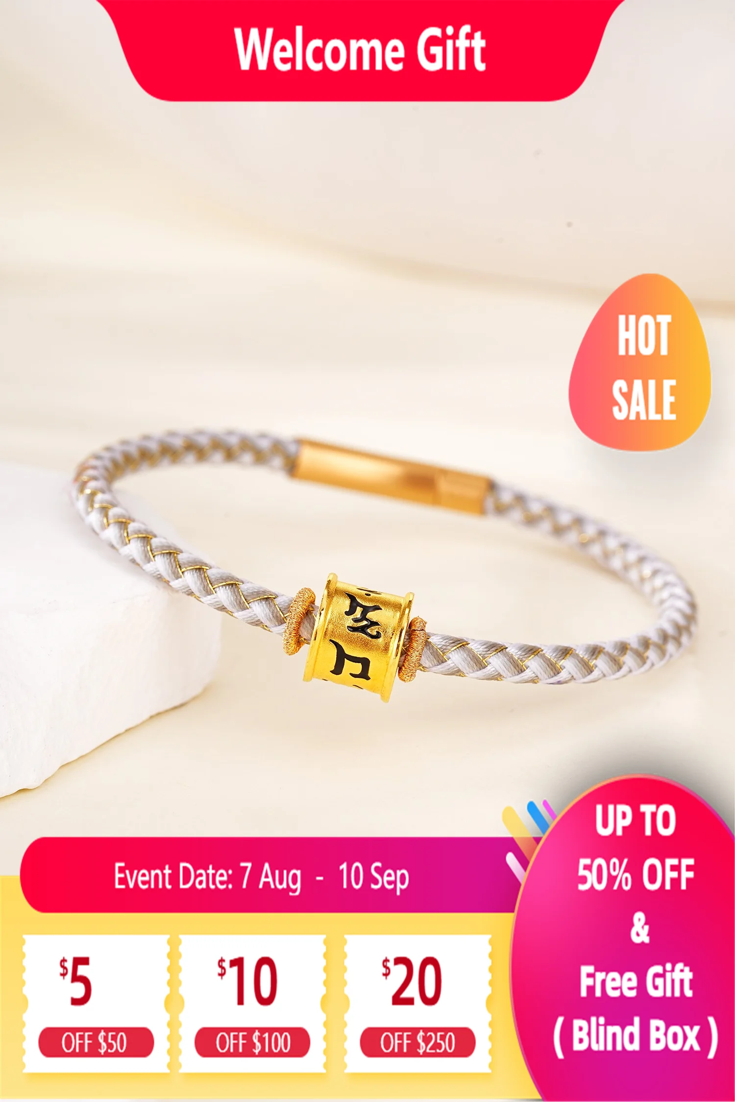 

Lium Gems Six-character great bright mantra bracelets 24k gold vermeil 925 Sterling Silver Base for women men gifts