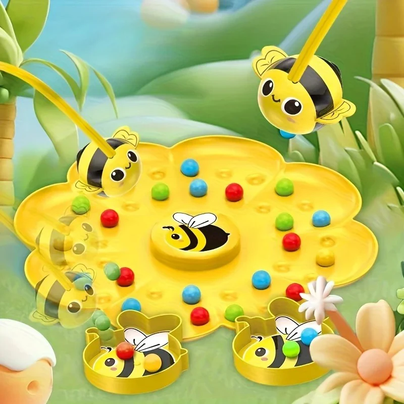 KNYYSECQ Kleine Bienen Honig Sammeln Magnetische Perlen Kinder-Angelspiel Konzentrationstraining Puzzle Frühpädagogisches Tischspiel