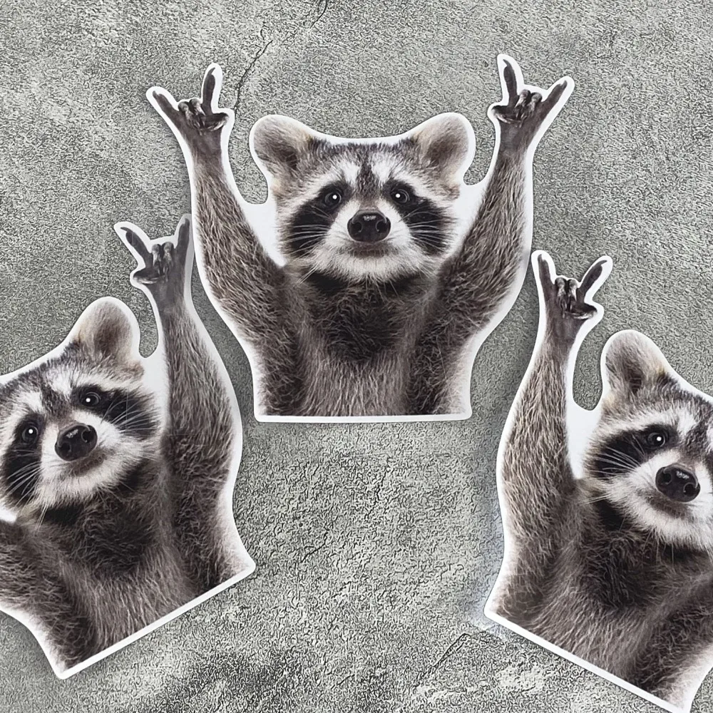 Funny Raccoon Cartoon Waterproof Vinyl Motorcycle Stickers Durable Decals for Motorbike Body Fuel Tank Exterior Decoration