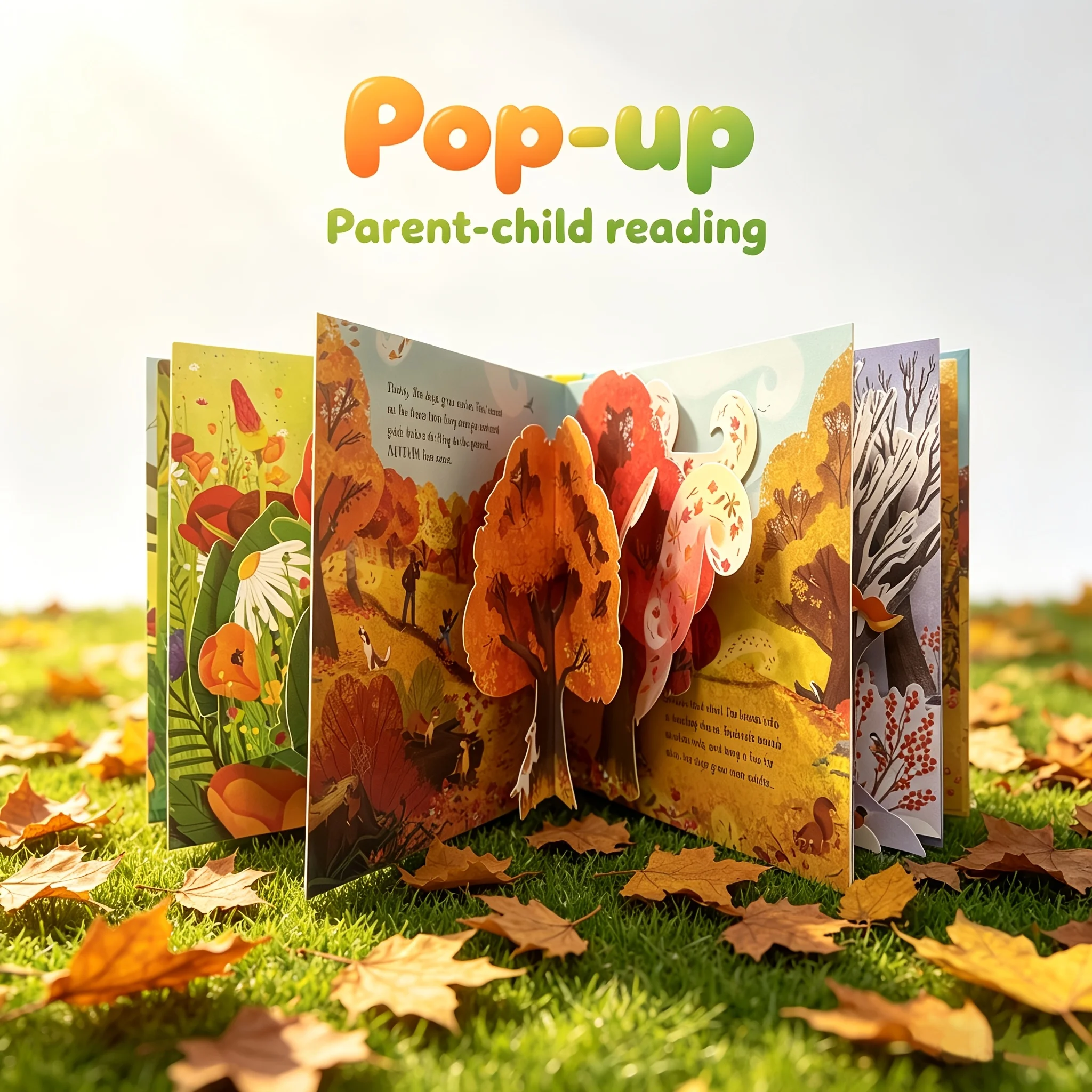 Seasons Pop-Up Nature Picture Book, Thick Hardboard & Extra Thick Cardboard, Tear-Resistant Science Book, Spring Summer Autumn Winter Nature Themed Reading Book for Beginners