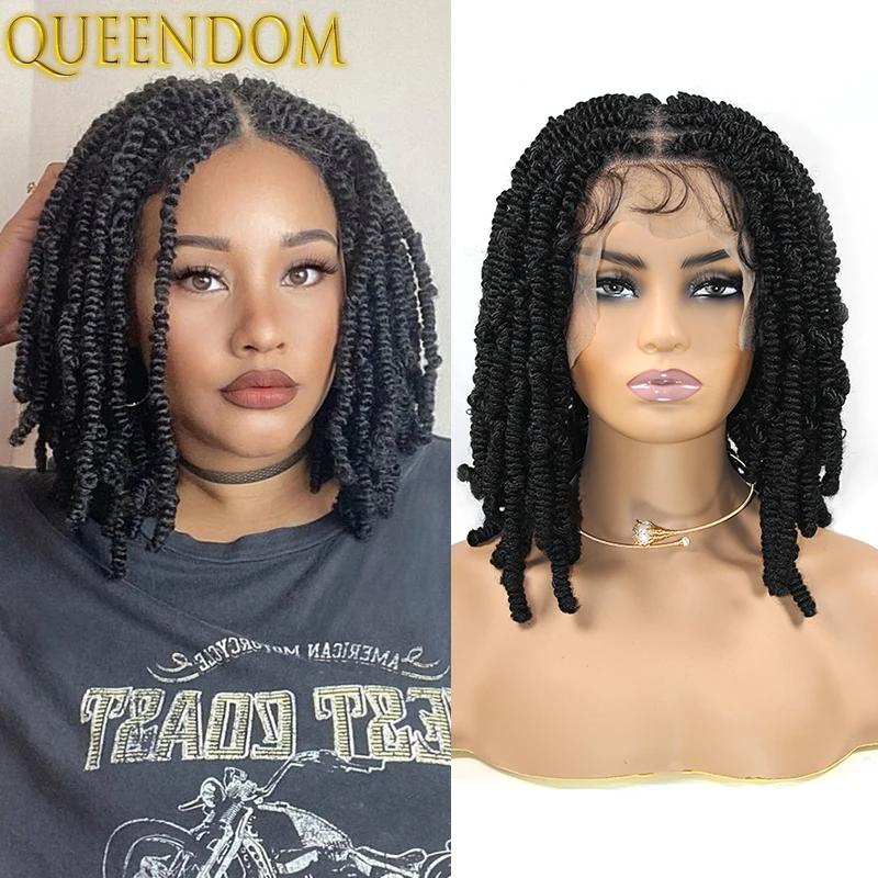 

12 Inch Box Braided Bob Wig Full Lace Synthetic Braiding Wigs For Black Women Spring Twisted Braids Knotless Wig With Baby Hair