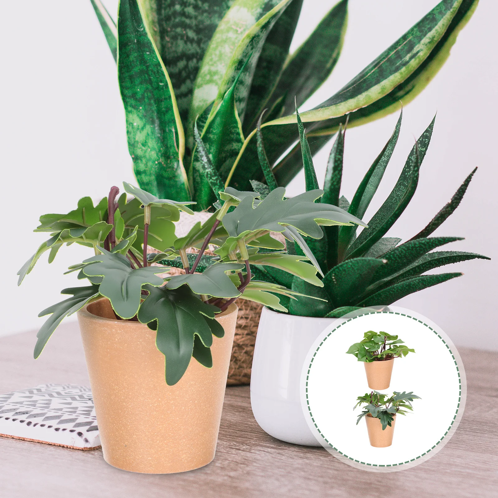 

2Pcs Lifelike Artificial Greenery Desktop Decors Realistic Faux Bonsai for Home Hotels Clubs Elegant Adornments