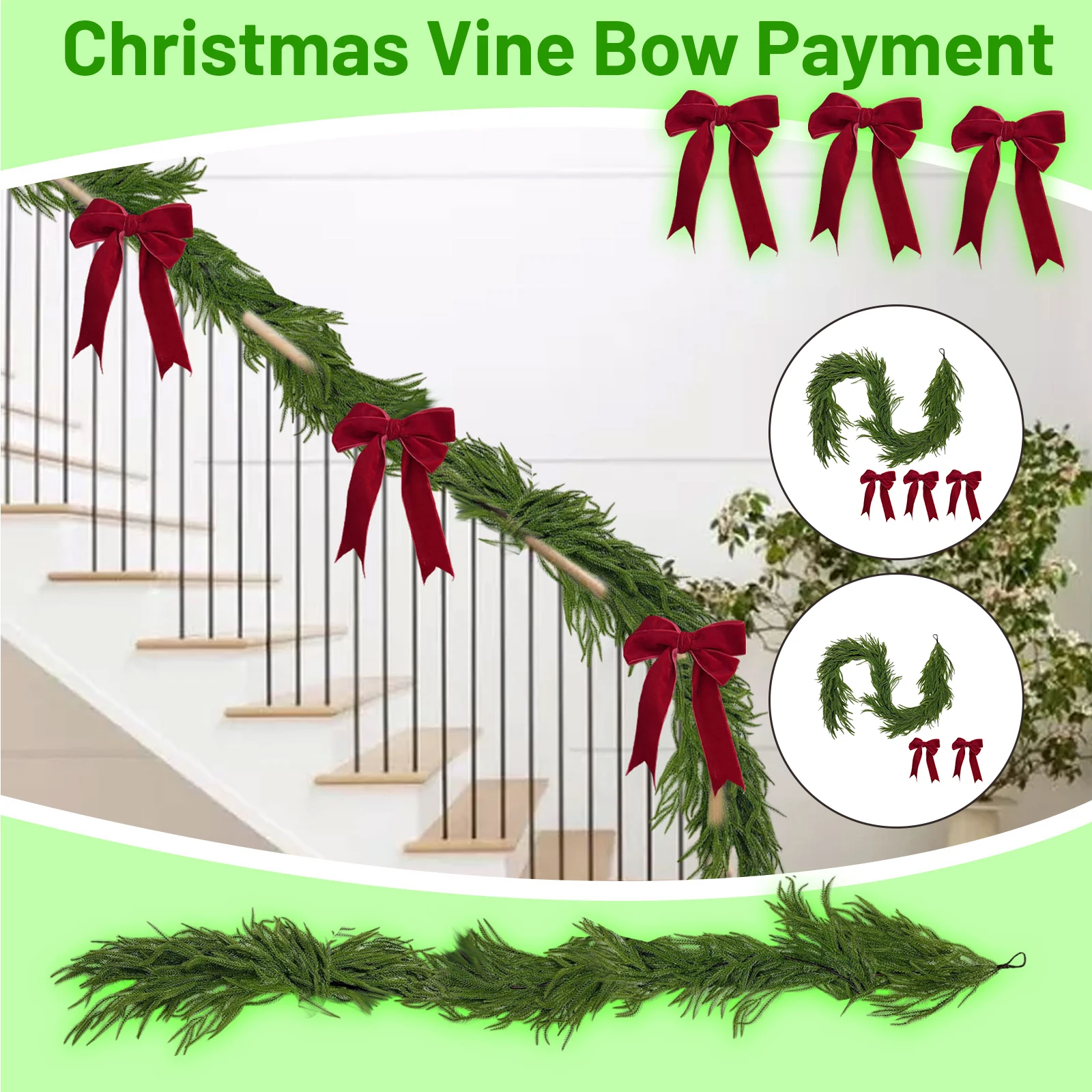

Рождественский бант из виноградной лозы, стильный праздничный рождественский декор лестницы, коллекционное украшение для дома, подарочный орнамент, декор для рождественской вечеринки