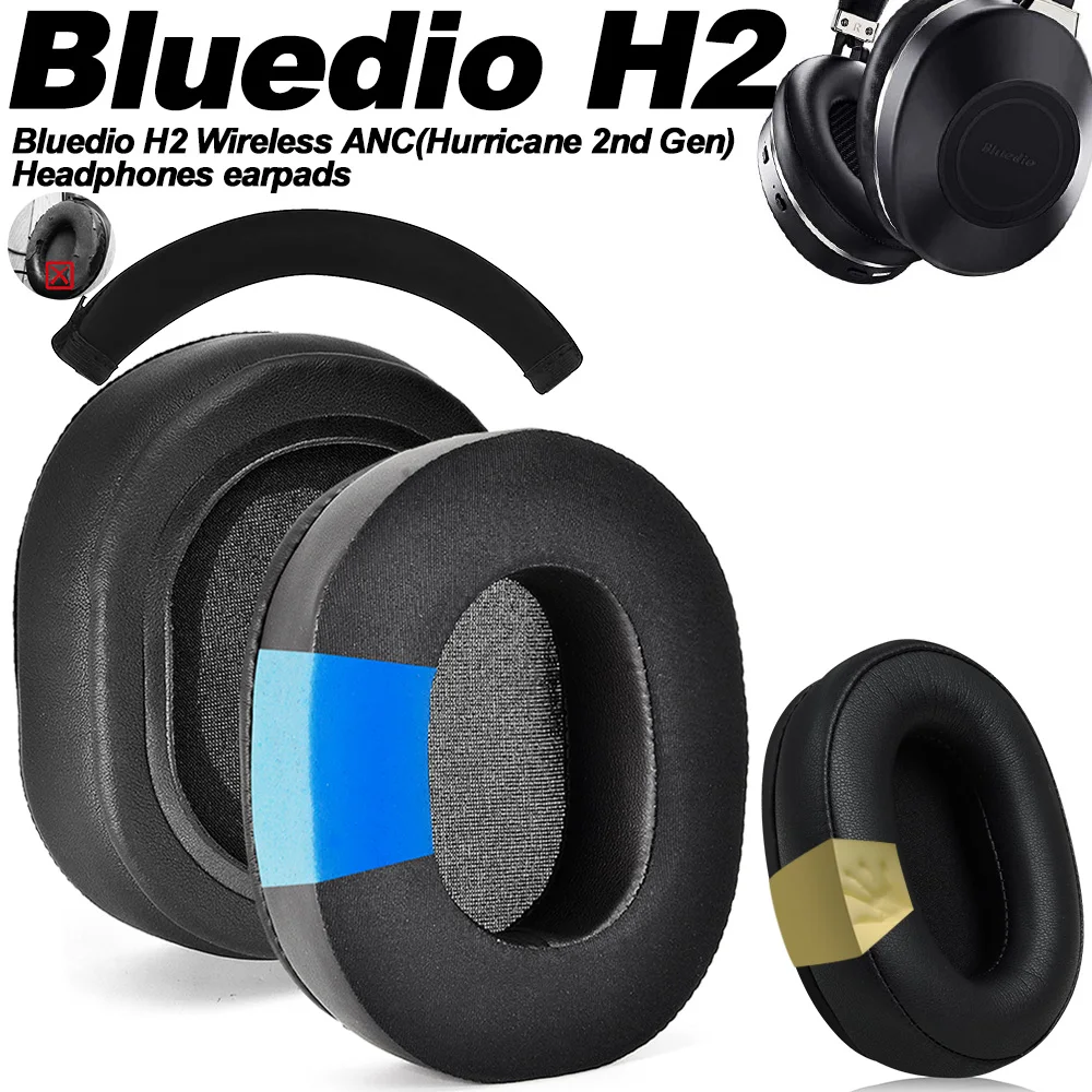 Replacement for Bluedio H2 Wireless ANC(Hurricane 2nd Gen) Headband Ear Pads Earphone Cushions Headphones Protein Earmuff