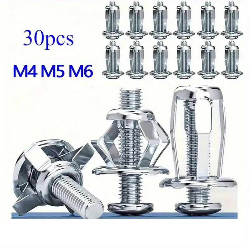 30pcs Petal Screw and Nut Set M4 M5 M6 Expansion Jack Nuts Cross Rivet Stainless Steel for DIY Projects Construction Ideal Gift
