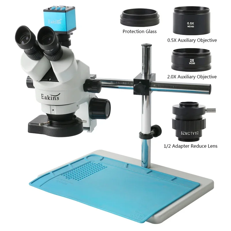 3.5X-90X Simul-Focal Trinocular Stereo Microscope 1080P HDMI VGA Video Camera + 1x 0.5X 2.0X Objective Lens For Phone PCB Repair