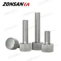 304 Stainless Steel Thumb Screws M2 M2.5 M3 M4 M5 M6 M8 Flat Round Head Knurled Head Manual Adjustment Screws Thumb Bolts