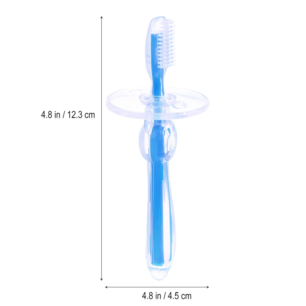 2 قطعة فرشاة أسنان الطفل سيليكون الخشن التدريب فرشاة الأسنان مظلة على شكل حارس السلامة تصميم مريح أصفر أزرق