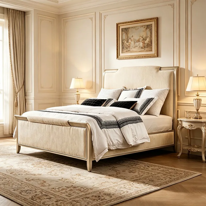 Modern European King Size Solid Wood Bed Frame Customizable Bedroom Furniture Bed Frame for HOusehold