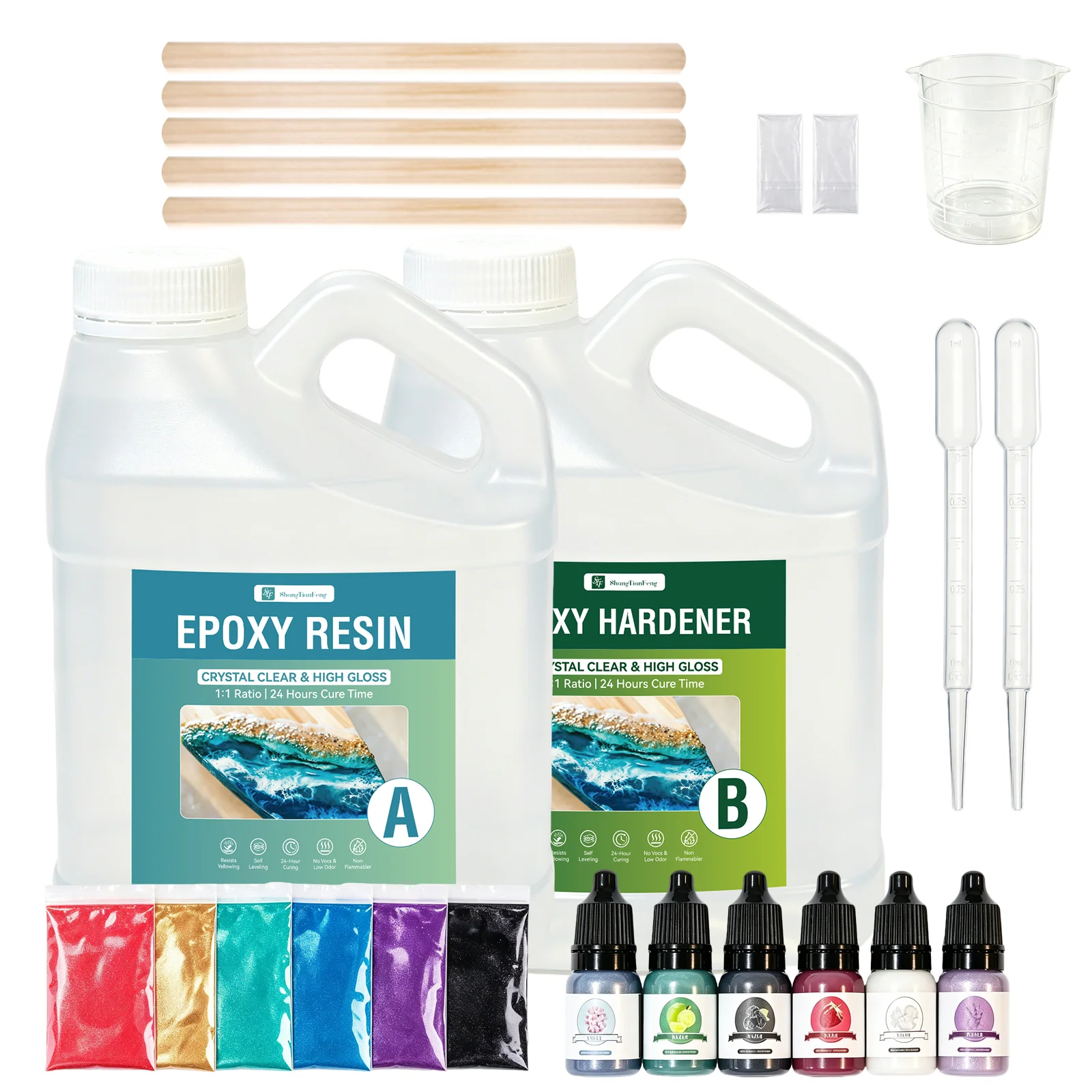 Table Top Epoxy Resin - 1 Gallon Kit for Bars, Countertops, Tables, Woodworking, Resin Art, River Tables, Handmade Crafts & DIY, Outdoor Use; Clear High Gloss, UV Resistant, Waterproof, Self-Leveling, 1:1 Ratio - view 8