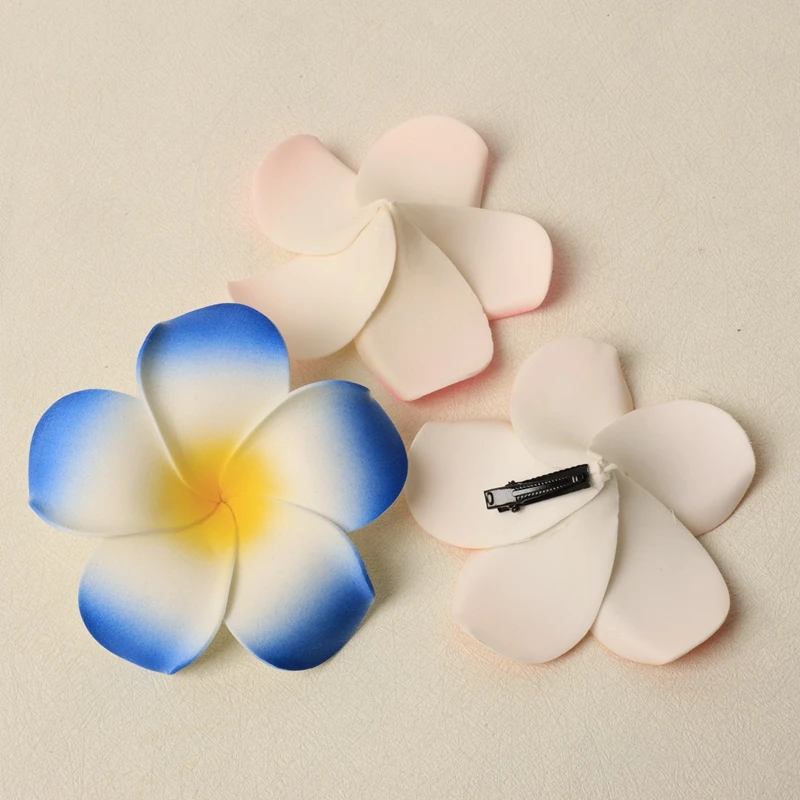10 Stück Schaumstoff-Hawaiianische Frangipani-künstliche Plumeria-Blumenhut-Haarspangen für Zuhause, Party, Frauen, Mädchen, Hawaii, Strand, Urlaub, Dekoration – Detail 10