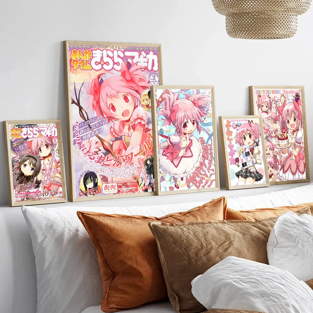 Puella Magi Madoka Magica Poster Anime Posters Sticky HD Quality Wall Art Retro Posters for Home Kawaii Room Decor