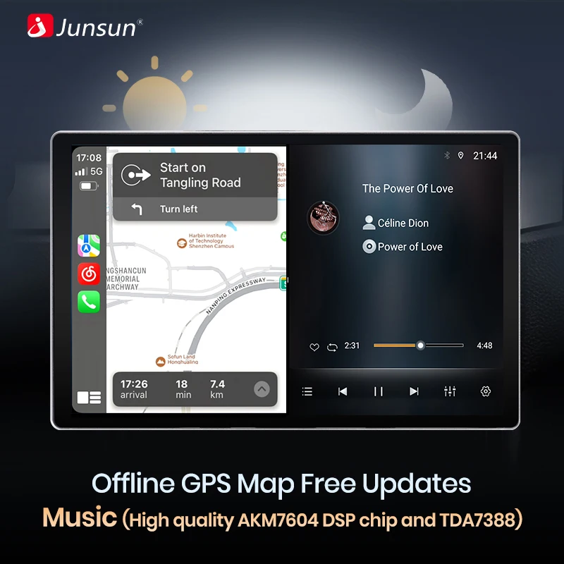 Junsun Radio Universal para coche con pantalla táctil QLED de 11,5 pulgadas, inalámbrico, para Apple CarPlay, Android, estéreo, reproductor multimedia de vídeo, sistemas inteligentes para automóviles, 2 Din, autorradio, unidad principal, navegación GPS, BT, 4G, WIFI, 8 núcleos, FM, AM, DSP, RDS, SWC, DAB 4