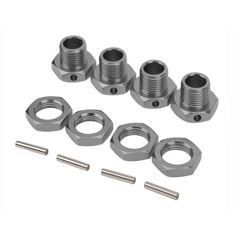 4 stuks Metalen 17mm Wiel Hex Hub Adapter met Moer 81011 voor Traxxas HPI Tamiya HSP Redcat Himoto 1/8 RC Auto Upgrade Onderdelen