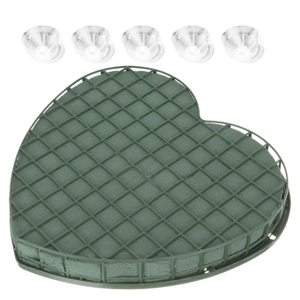

1Set Heart Shape Flower Mud Cage Suction Cup Floral Foam Base Wedding Car Floral Arrangement Mud Supplies Wedding Car Decor
