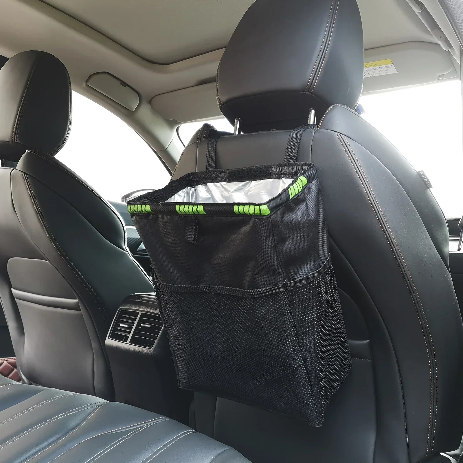 1 Pcs Black Car Waterproof Trash Bag Trash Can Garbage Waste Storage Bin Easy To Fold Large Capacity Can Receive Liquid