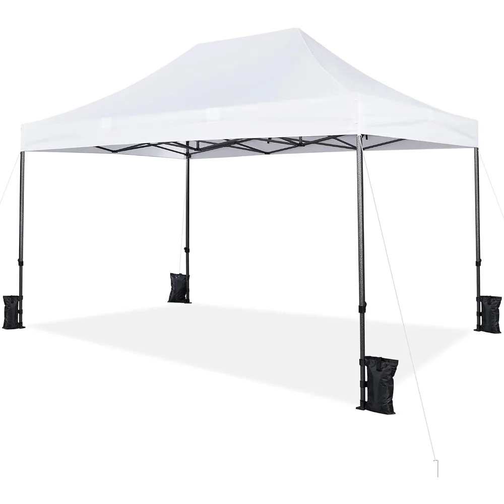 

Heavy Duty Pop Up Canopy Tent, 10x15 Commercial Instant Shelter Tent, Outdoor Adjustable Canopy with Wheeled Bag, 4 Sandbags &