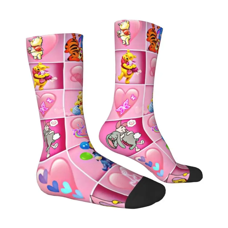 Winnie The Pooh Mens Crew Socks Unisex Kawaii Bear Spring Summer Autumn Winter Dress Socks