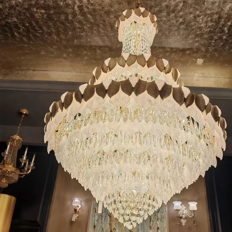 Crystal lamp, engineering lamp sales department hall enamel decorative lamp, non-standard custom chandelier villa living room