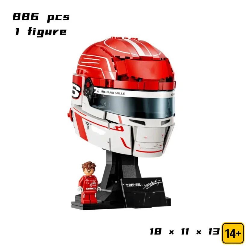 2026 NEW 886pcs Scuderia HP Charles Leclerc Helmet Model Building Bricks Race Car Merchandise Birthday Toy for Family Decor Gift view 6