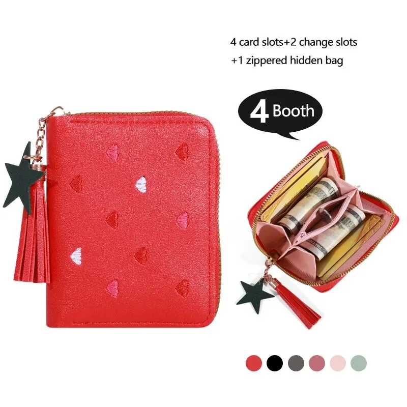 1PC Wallet Women Ladies Mini Tassel Wallets Cute Short Zipper Lovely Pu Leather Coin Purse Female Hand Wallet