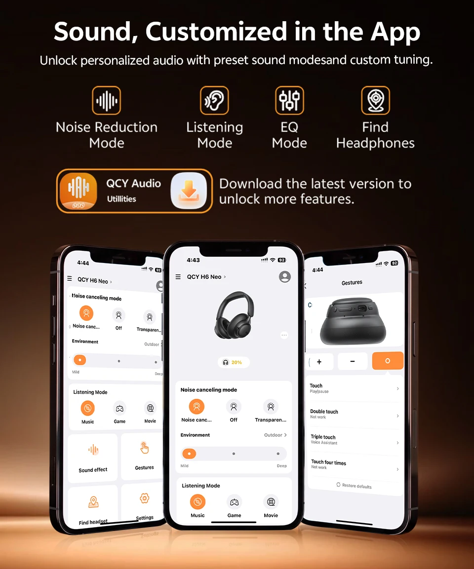 QCY H6Neo Kabellose Kopfhörer 52dB Adaptive Hybrid ANC Bass-Boost-Headsets Hi-Res LDAC Bluetooth 6.0 Spatial Audio Kopfhörer 96H – Detail 17
