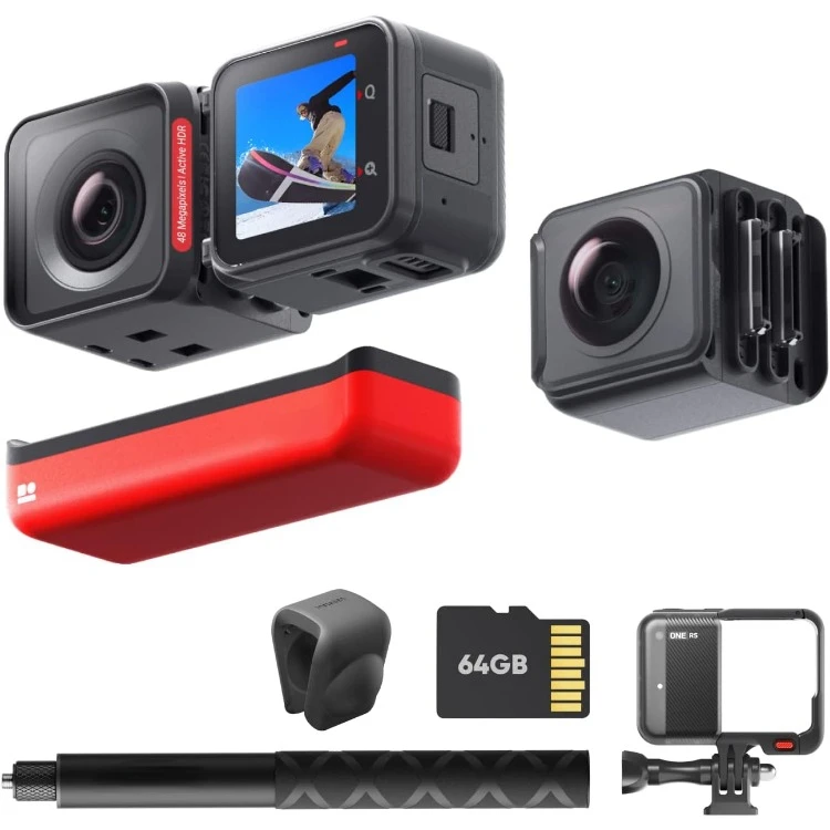 

ONE RS Twin Edition – Waterproof 4K 60fps Action Camera & 5.7K 360 Camera with Interchangeable Lenses, Stabilization