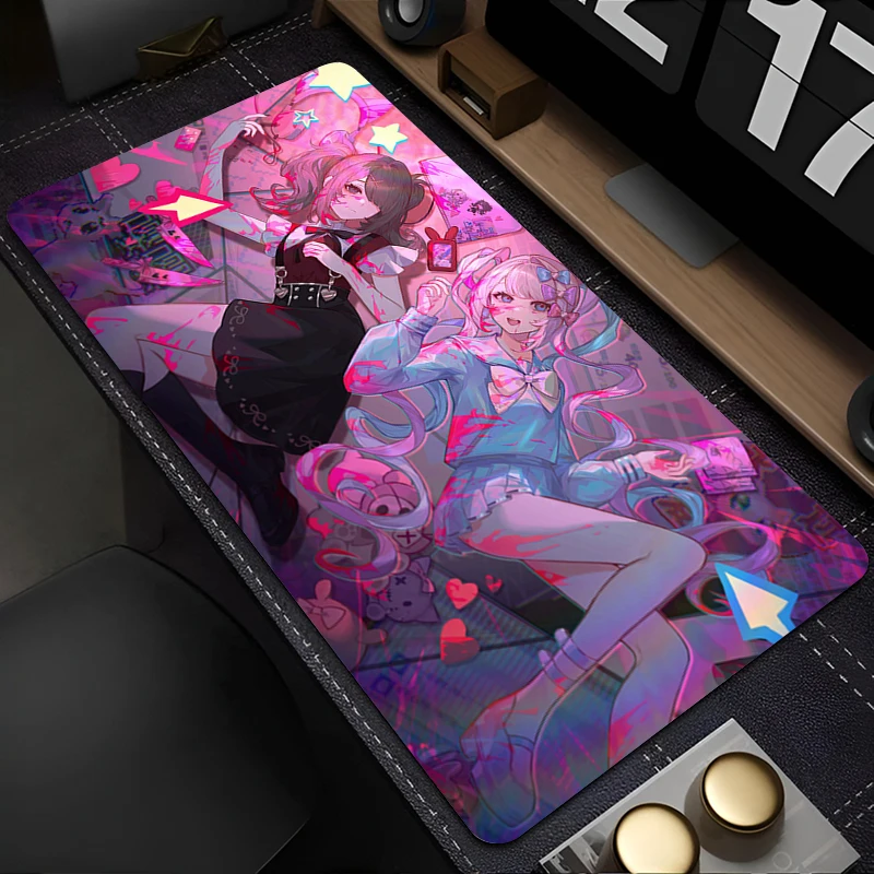 Needy Girl Overdose Anime Pink Mouse Pad Keyboard Gaming Accessories Carpet Large Mousepad Pc Gamer Cabinet Laptop XXL Desk Mat