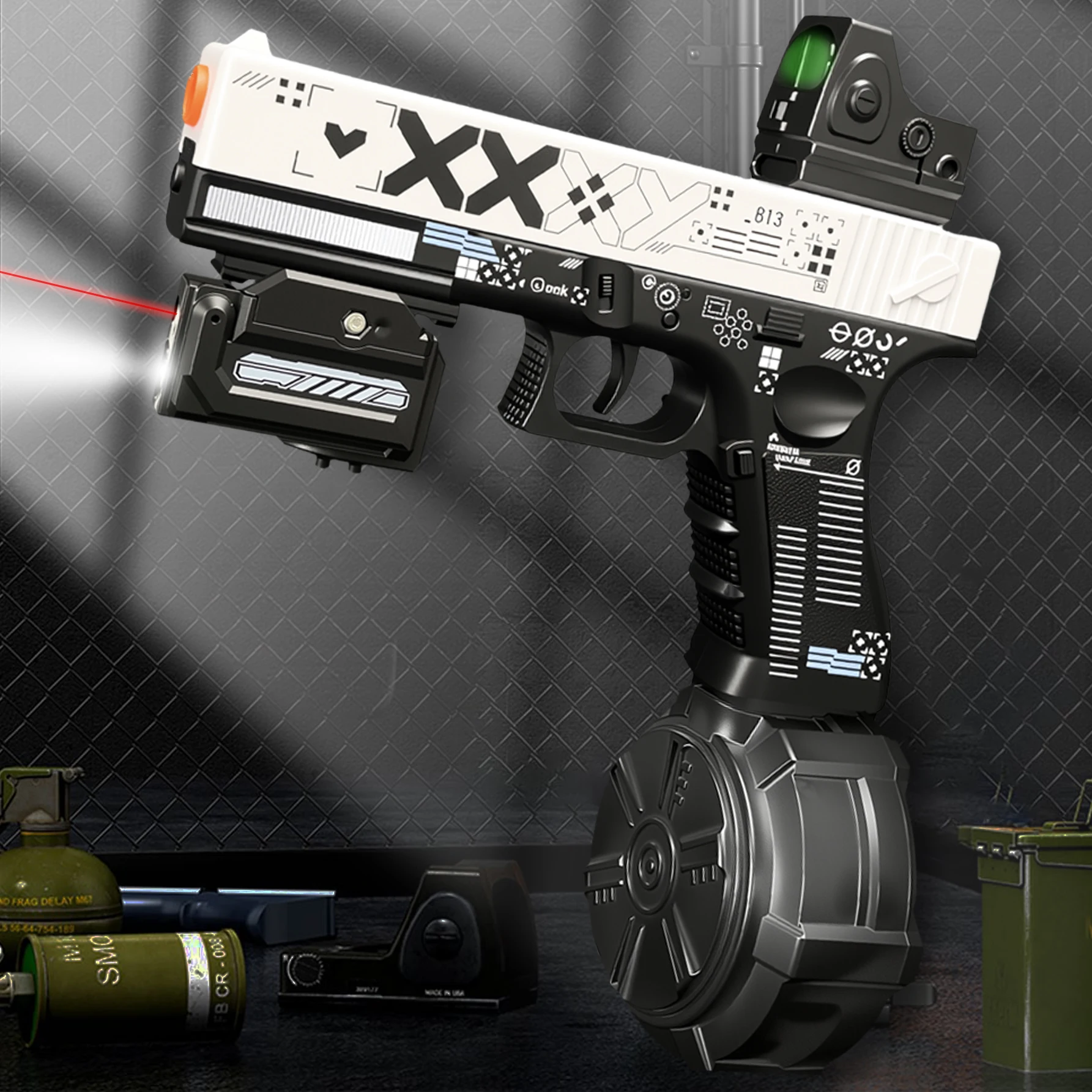 Blaster gun, electric ball blaster pistol, Orbeez gun, cool toy gun, rechargeable splash ball toy, suitable for outdoor activiti