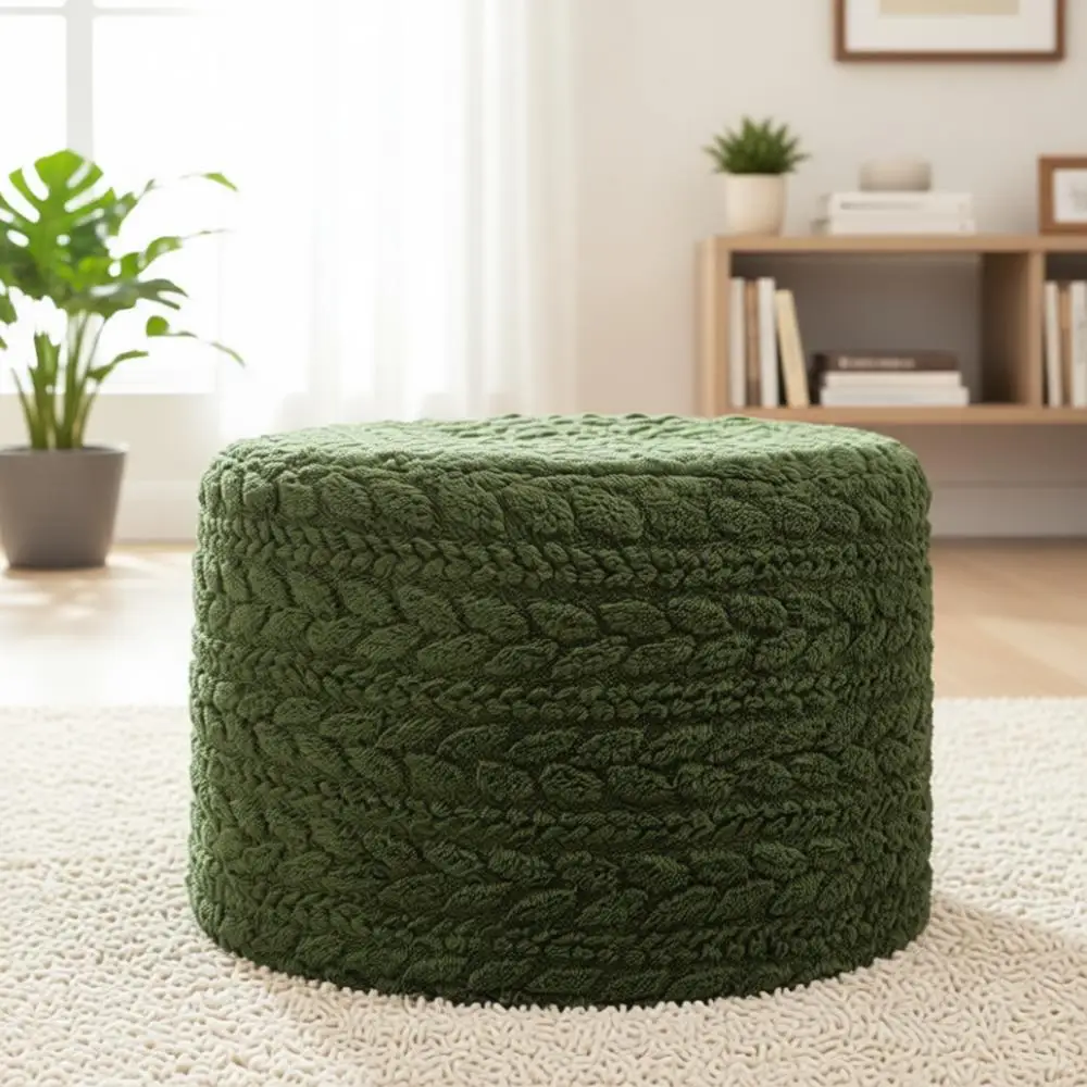 

Boho-Style Round Ottoman, 20x20x14 Inches, Green - Perfect for Living Room, Bedroom, or Sofa Bean Bag Chairs