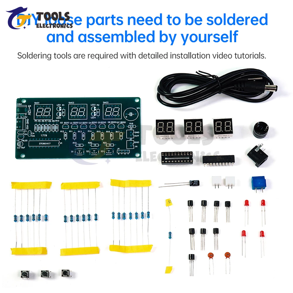 Red Display Digital Clock Module Electronic Kit C51 Electronic Clock DIY Kit DC 5-12V LED Digital Horologe Suite Timer Module