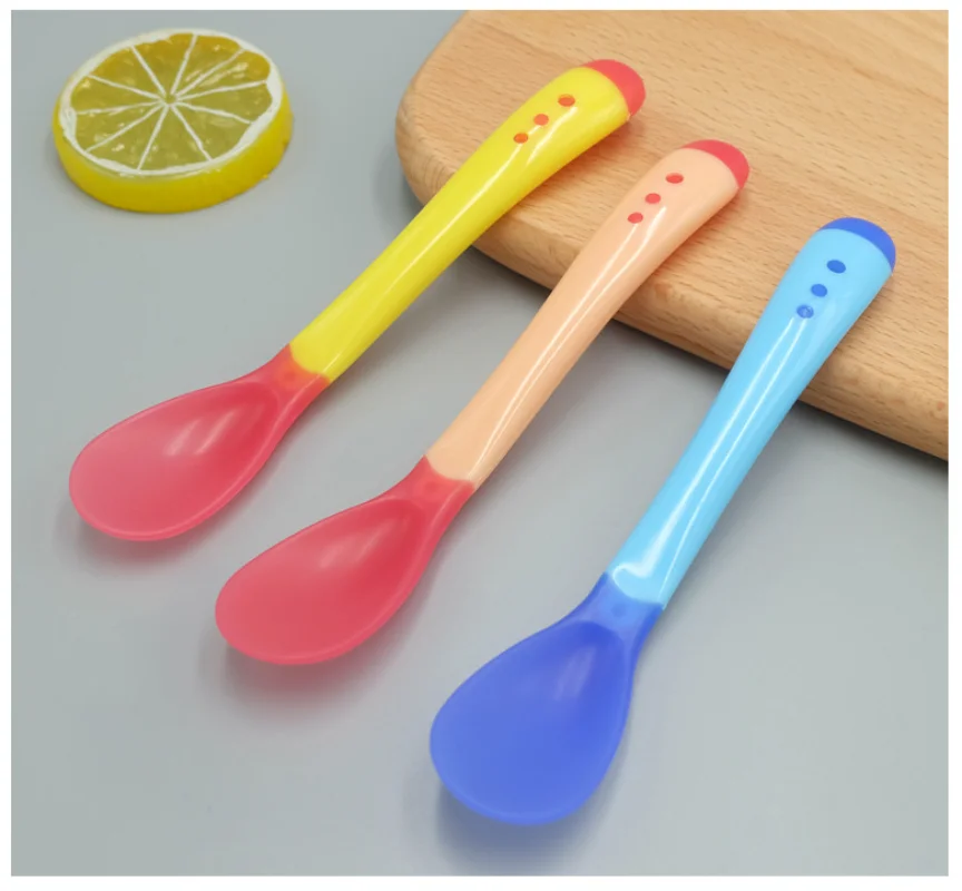 Baby Temperature Sensing Spoon Children Kids Feeding Spoon Fork Dinnerware for Toddler Infant Anti-scald Feeder Tableware