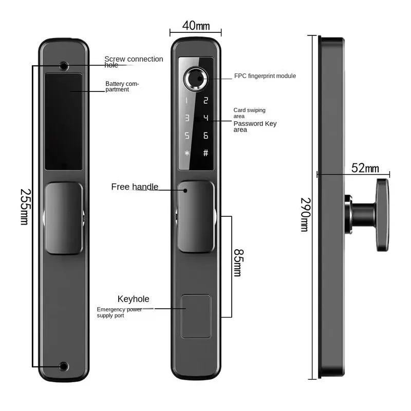 2026 HFSecurity IP65 Waterproof High Security Theft Automatic Rugged Fingerprint App Door Lock