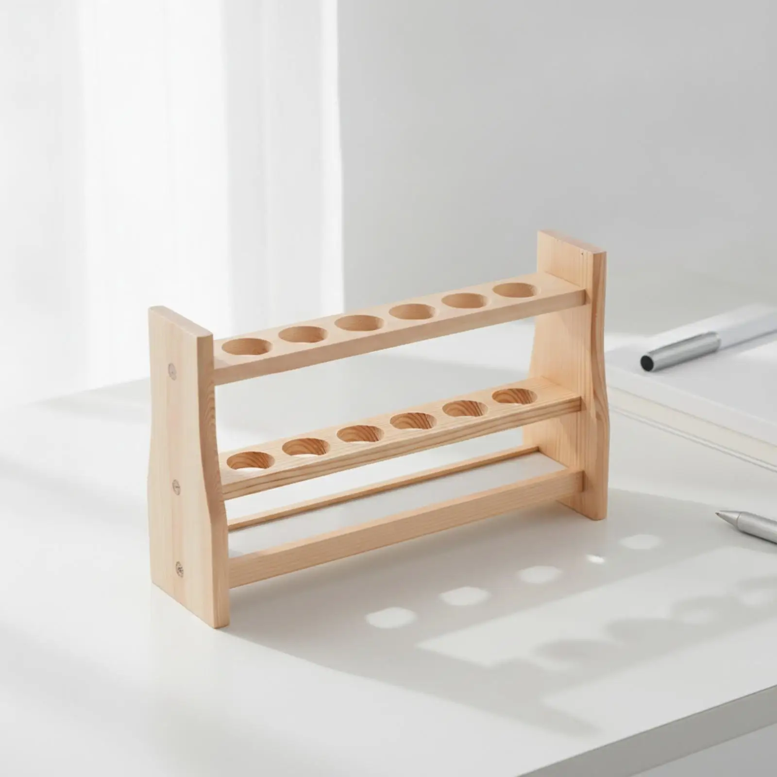 Solid Wood Colorimetric Tube Holder for Lab Benches 6 Position Test Tube Rack for Spill Prevention and Tipping Control