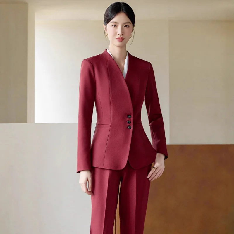 

Женский костюм, весенне-осенний новый модный элегантный стиль богини, профессиональная официальная одежда, салон красоты, рабочая одежда