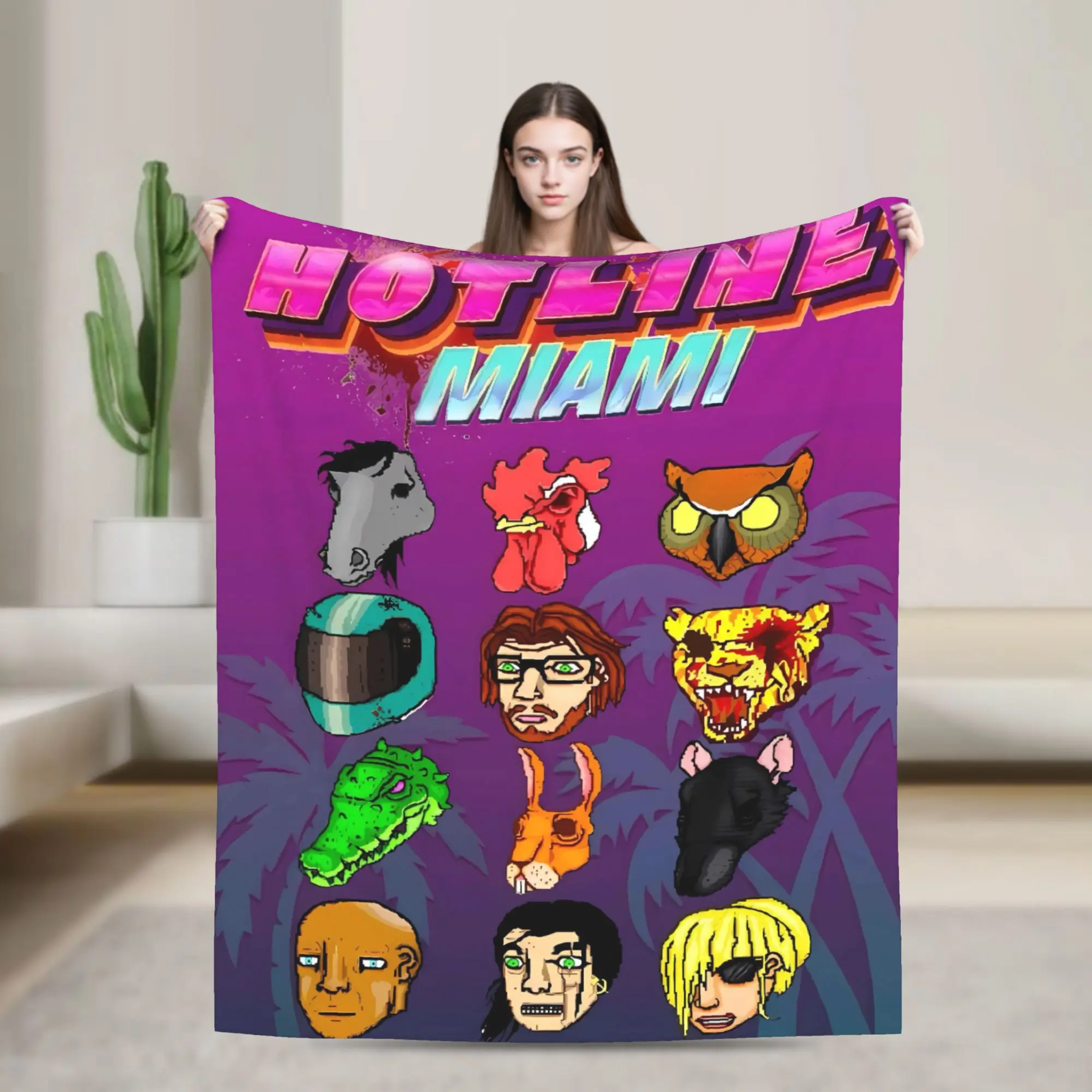 Hotline Miami Game Blanket Quality Soft  Throw Blanket Winter Decorative Couch Bed Novelty Bedspread