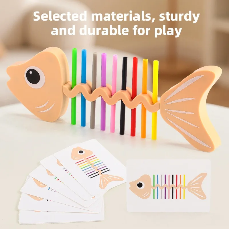 1Pc PVC Fishbone Sorting Puzzle,Color recognition toy boosts fine motor skills, great educational gift for Easter & Thanksgiving