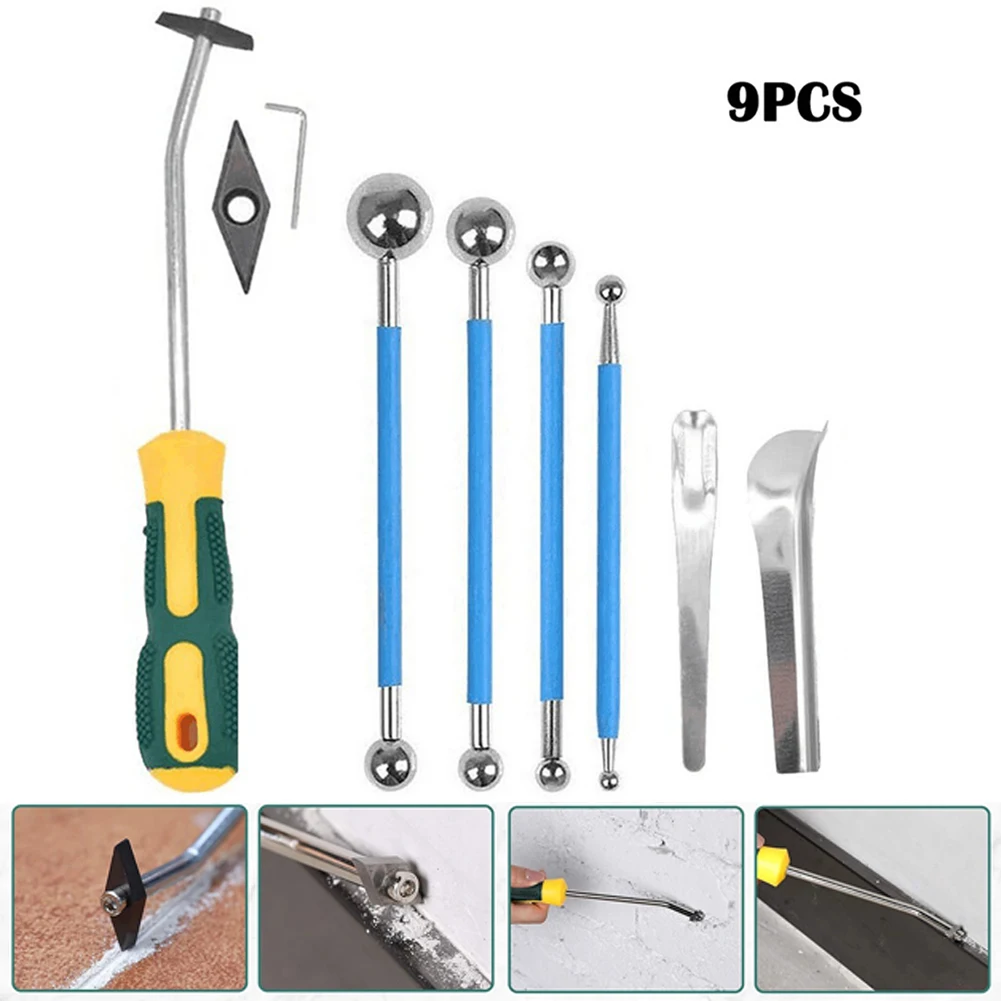 9pcs/set Filling Caulking Kit  Alloy Tungsten Steel Grout Removal Tile Floor Seam Repair Tool For Clean Wall Gap Plaster