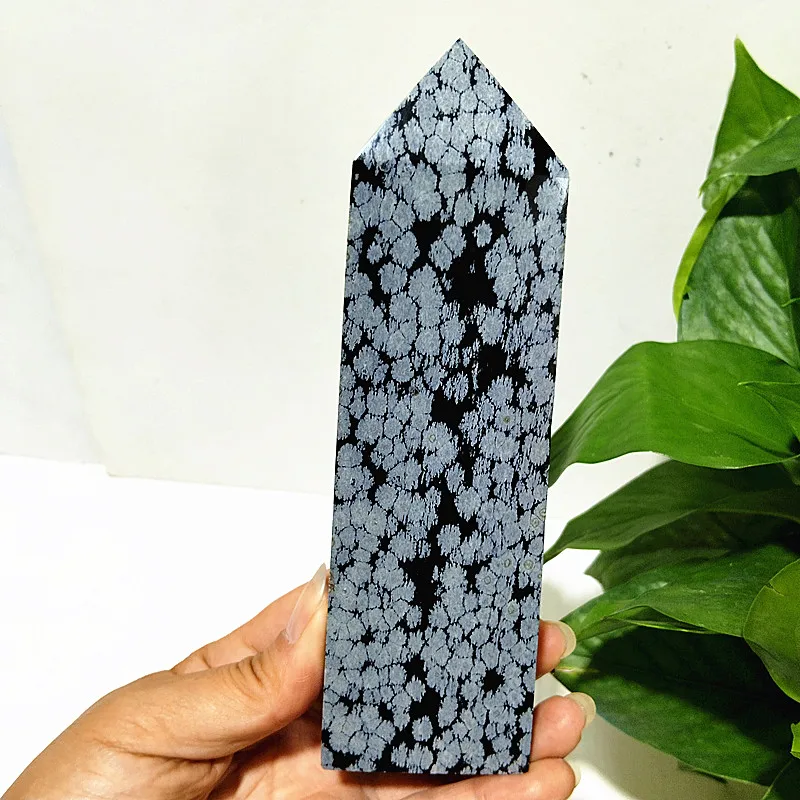 Big Natural Snowflake Obsidian Crystal Tower Stone Witchcraft Wand Point Feng Shui Chakras Energy Reiki Healing Desk Room Decor