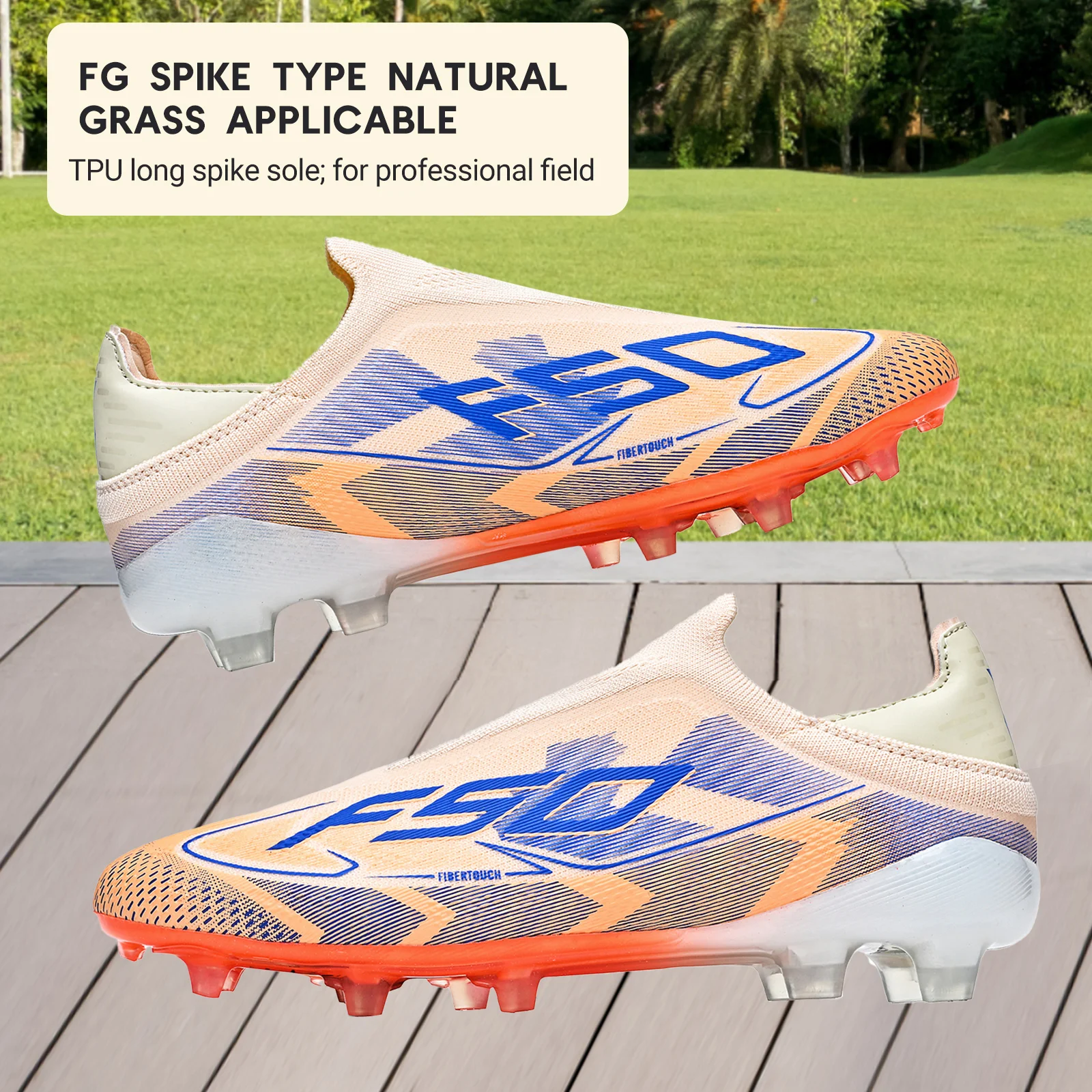 

Classic AG/FG football shoes，TPU Wear-resisting Long Studs，PU Mixed Fabric Upper，Non-slip Comfortable for Kids Outdoor Football