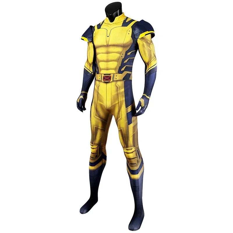 Men's Halloween Party Cosplay Movie Deadpool 3 Cosplay Tight Fitting Clothing Yellow 3D Printed Jumpsuit Carnival Birthday Gifts