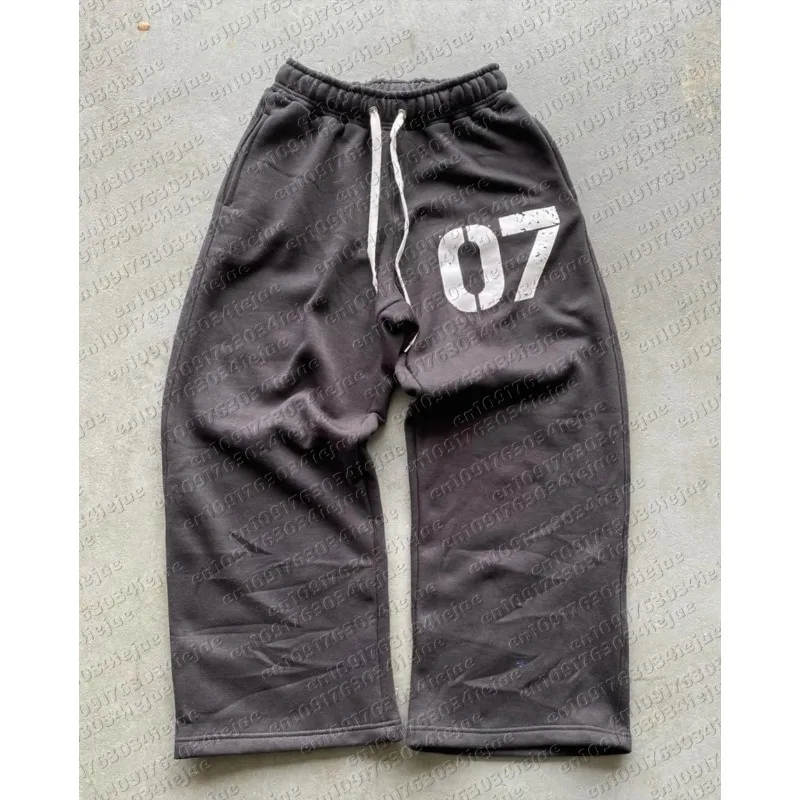 Streetwear Y2K Casual Baggy Sweatpants Drawstring Sports Pants Zipper Cardigan Fashion Digital Print Hooded Men Kid Street Set