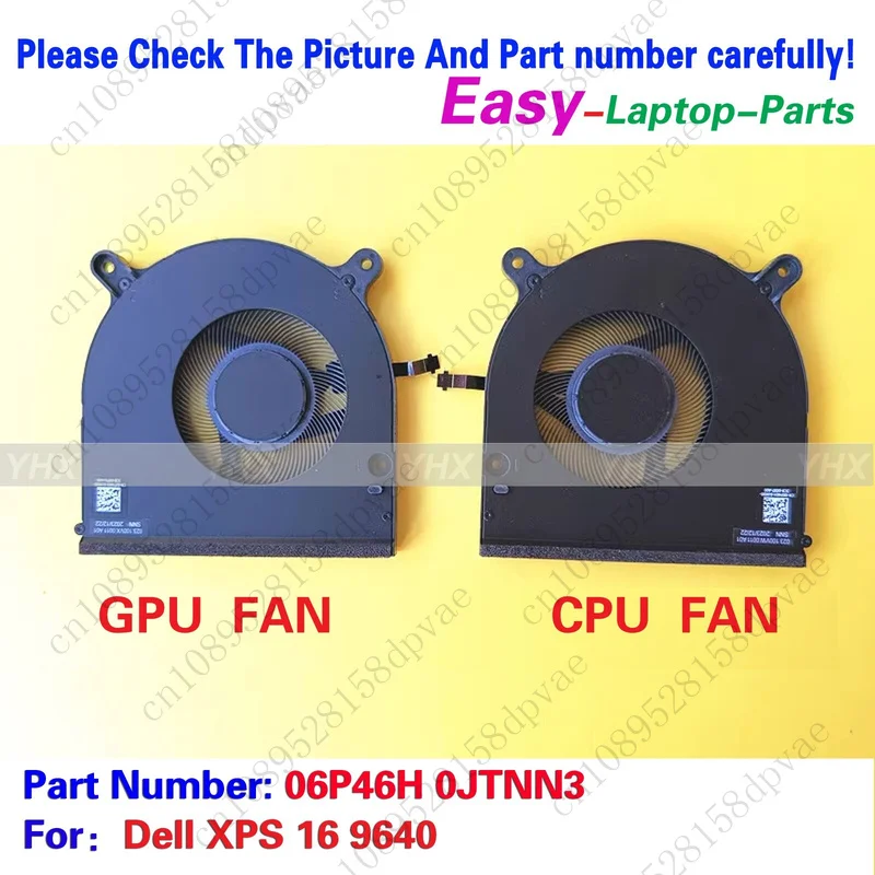 

GYX New For Dell XPS 16 9640 CPU+GPU COOLING FAN R+L 06P46H 0JTNN3